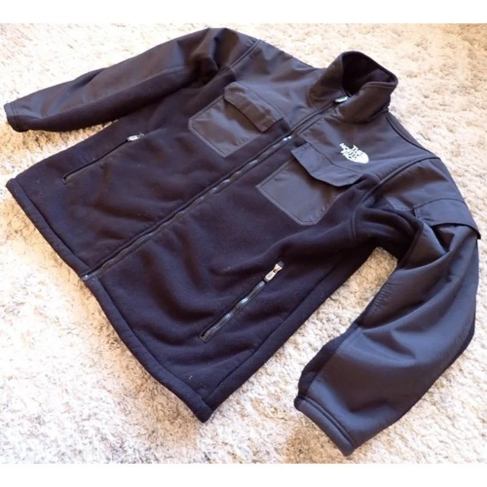 The North Face Fleece Jacket Mens Large Black Excellent Full Zip Utility Pocket